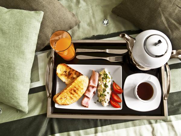 Healthy breakfast in bed